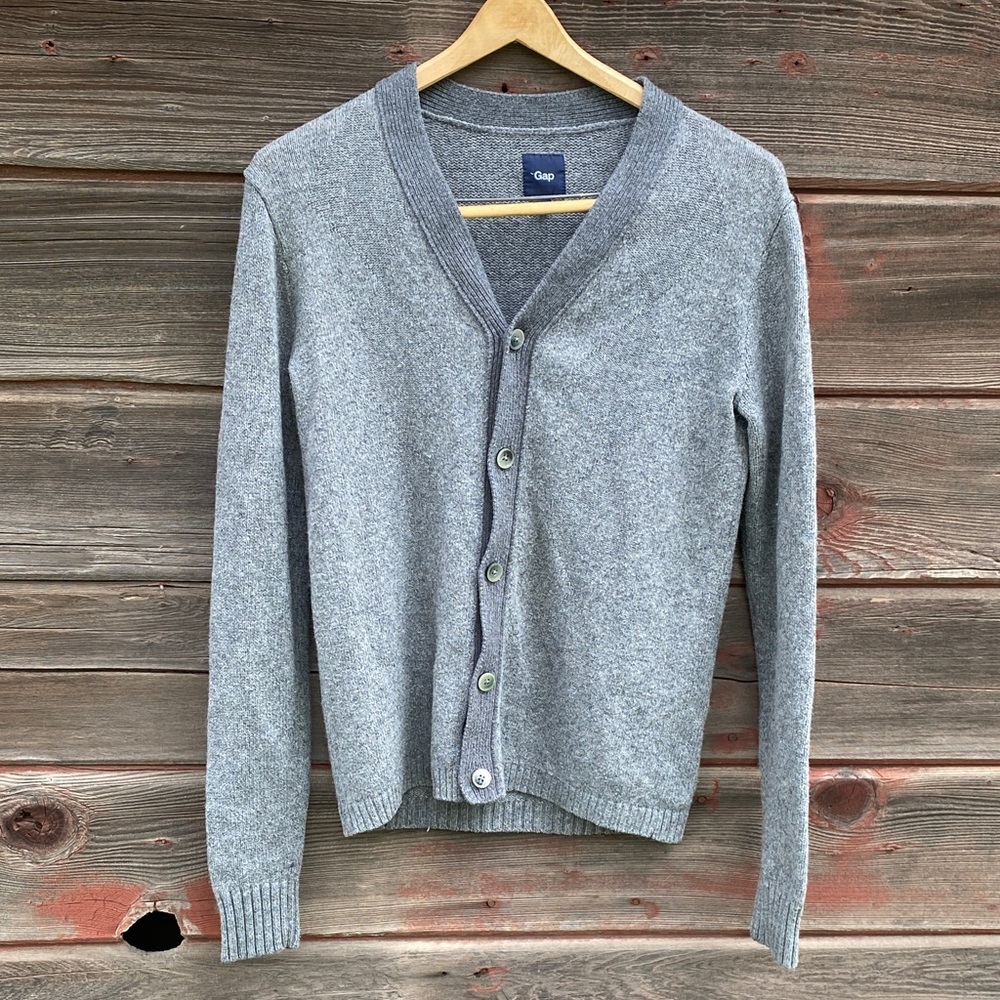 Gap Women’s Gray Long Sleeve Button Up Cotton Linen Cardigan Sweater Size Small